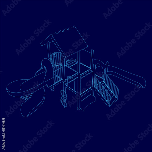 Outline playground outline. Isometric view. Vector illustration