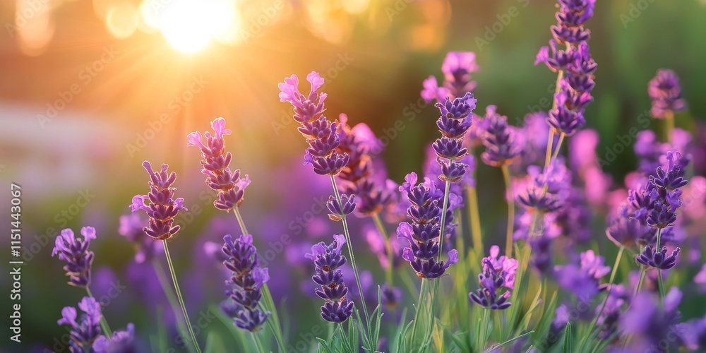 Fototapeta premium Vibrant lavendin blooms thrive in a serene garden, showcasing the exquisite beauty of lavendin. This captivating scene captures the essence of lavendin s charm and tranquility in nature.