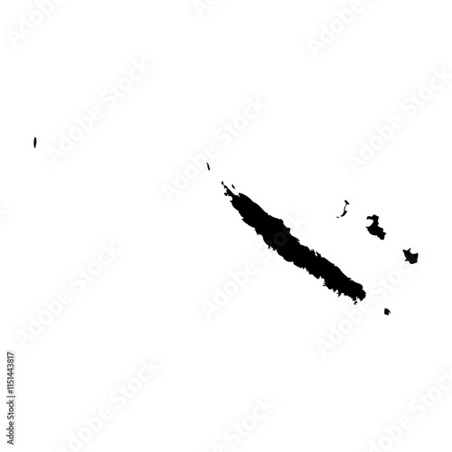 New Caledonia islands high detailed vector representation of country silhouette in solid black on white background. For educational, decorative, or informational use showcasing the national outline. photo