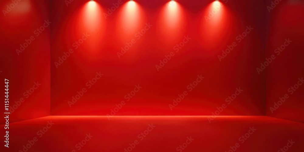 Red room with four lights on the ceiling Red room with four lights on the ceiling