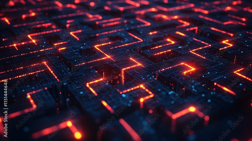 A high-tech maze of AI-enhanced marketing strategies, with glowing pathways leading to deep learning nodes and computer network connections A high-tech maze of AI-enhanced marketing strategies, with glowing pathways leading to deep learning nodes and computer network connections