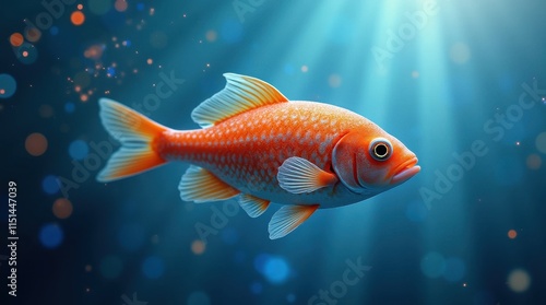 Fish Swimming in a Glowing Blue World