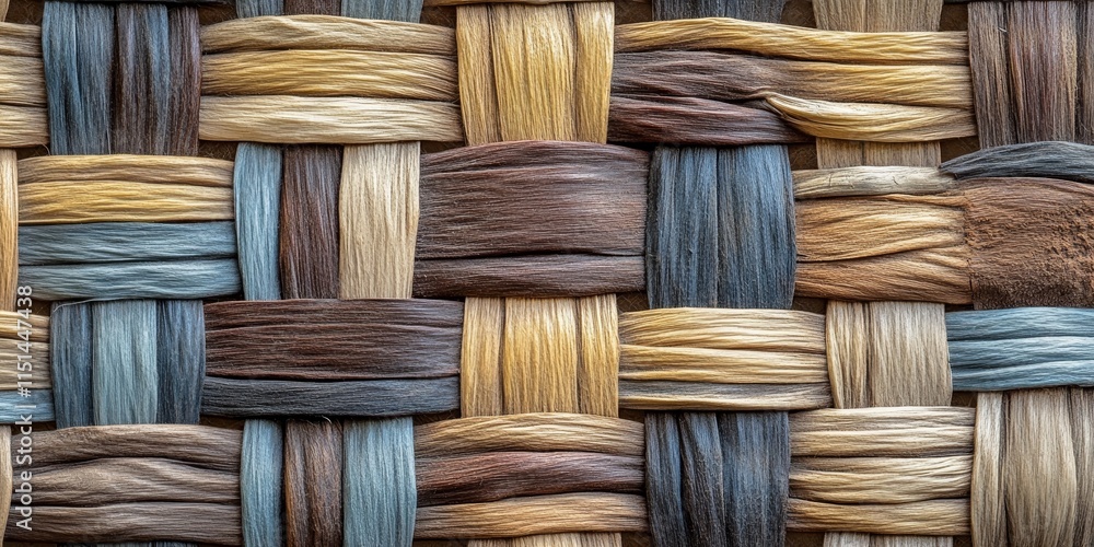 Handicraft weave texture in various colors creates a unique background pattern ideal for furniture material, showcasing vintage tones in a beautiful wicker surface. Handicraft weave texture in various colors creates a unique background pattern ideal for furniture material, showcasing vintage tones in a beautiful wicker surface.
