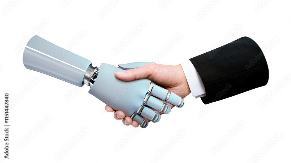 PNG Robot png handshake human, collage element, transparent background PNG Robot png handshake human, collage element, transparent background