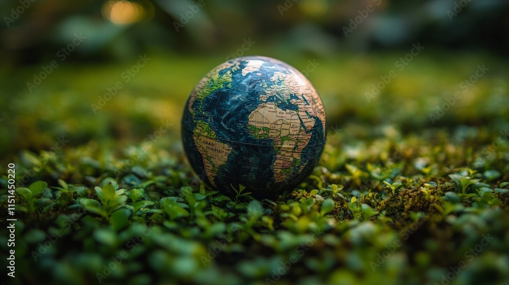 Vibrant Globe in Nature-Conceptual Garden Scene Vibrant Globe in Nature-Conceptual Garden Scene