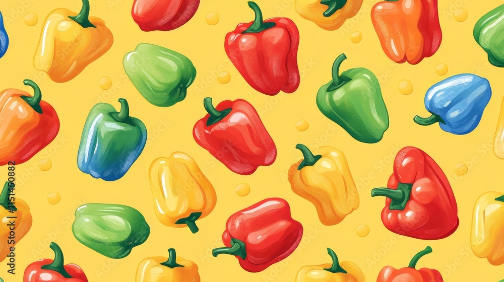 Colorful Bell Pepper Pattern Design Colorful Bell Pepper Pattern Design