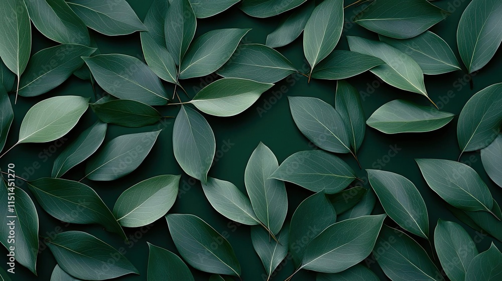 Obraz premium Tropical frame concept. A lush arrangement of vibrant green leaves on a dark background, enhancing natural beauty.