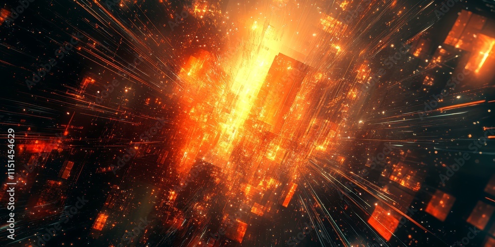 Glowing techno grids merging into rhythmic abstract designs. Generative AI Glowing techno grids merging into rhythmic abstract designs. Generative AI