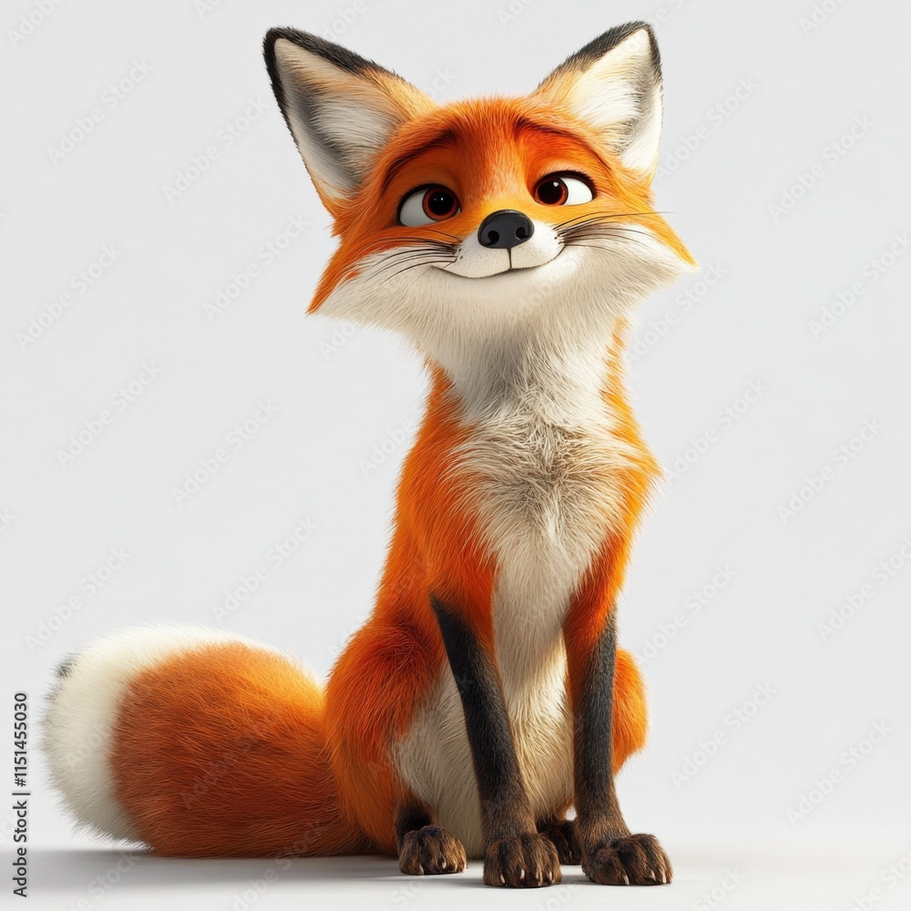 Obraz premium a cartoon fox with white and orange fur