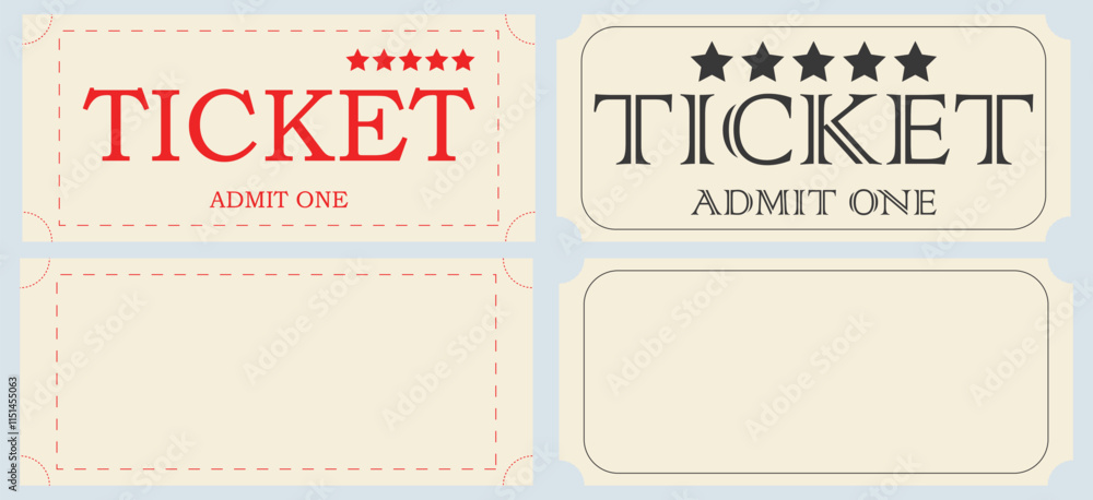 Retro Ticket Collection Vector Design Retro Ticket Collection Vector Design