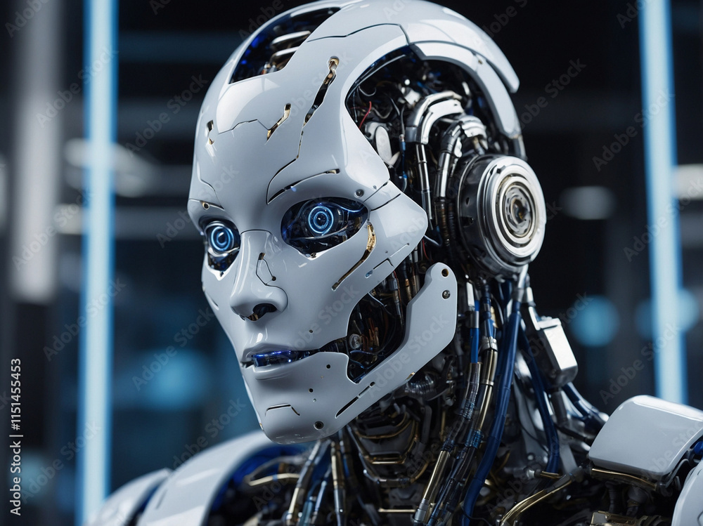 A futuristic humanoid robot with intricate, cutting-edge technology A futuristic humanoid robot with intricate, cutting-edge technology