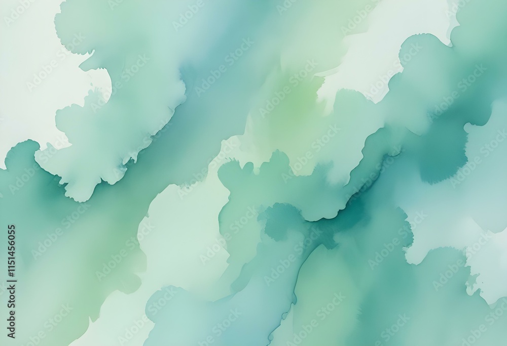Obraz premium Abstract Watercolor Paint Background in Teal Blue and Green – Perfect for Banners