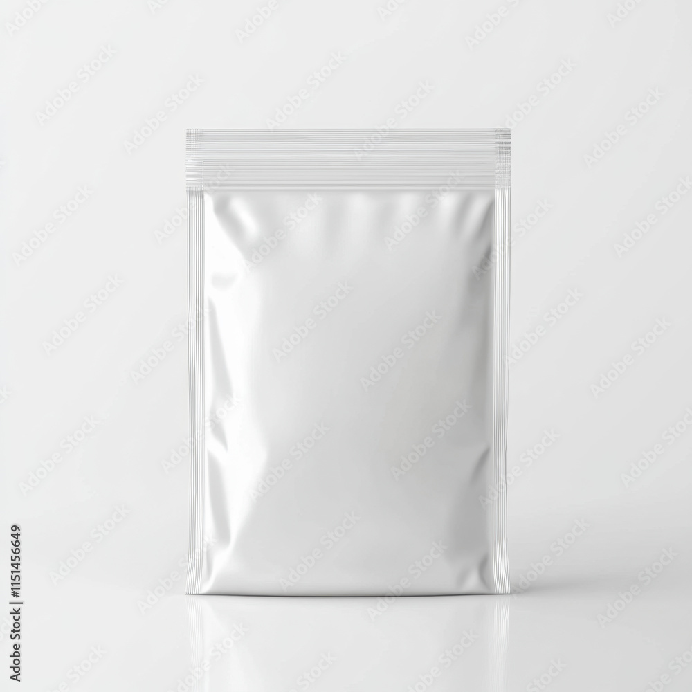 A plain, resealable, white packaging pouch with a glossy finish, ideal for product storage and branding. A plain, resealable, white packaging pouch with a glossy finish, ideal for product storage and branding.