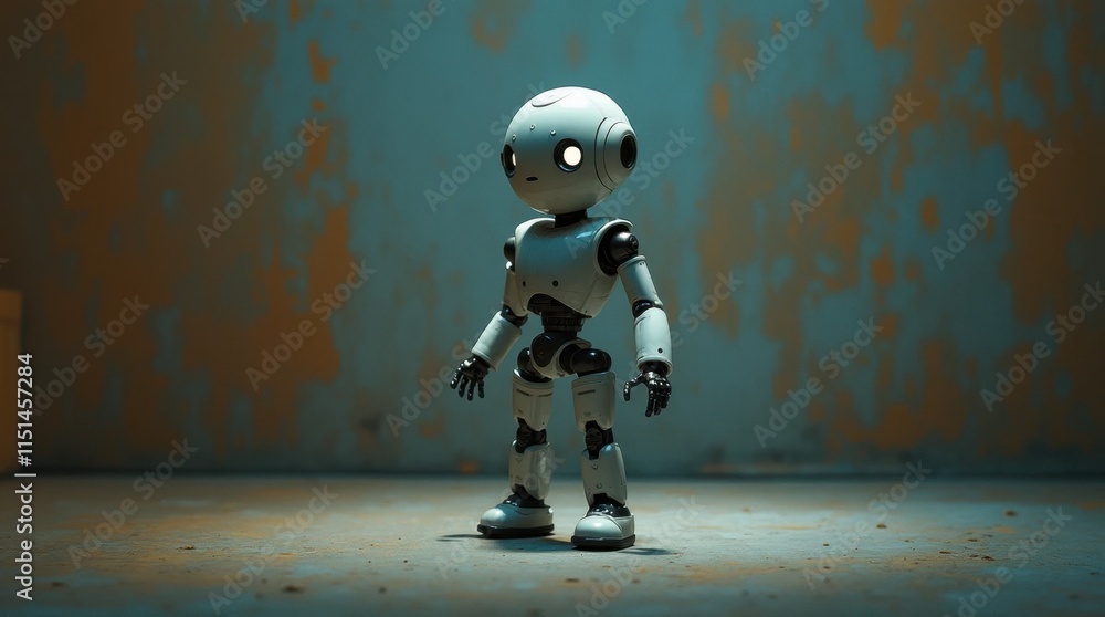 Fototapeta premium Robot Awakening Against Abstract Background