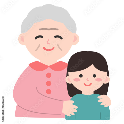 할머니와 행복한 손녀 일러스트