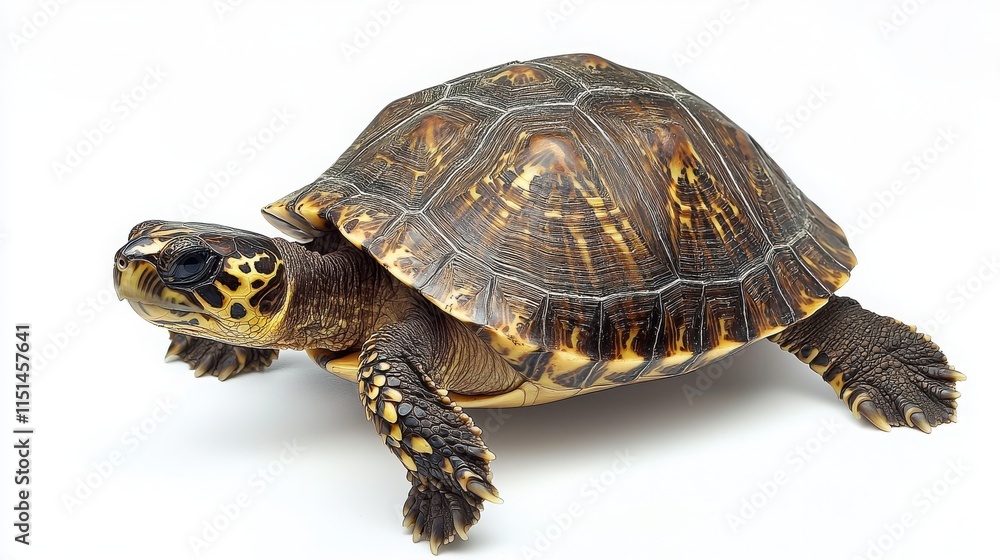 Fototapeta premium Close-Up of a Beautiful Tortoise on a White Background