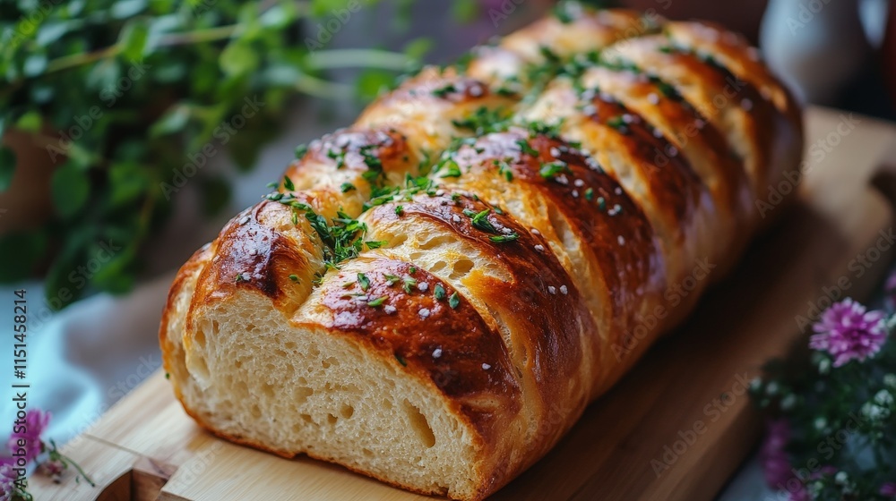 Artisanal Garlic Babka Bread Close-Up Artisanal Garlic Babka Bread Close-Up