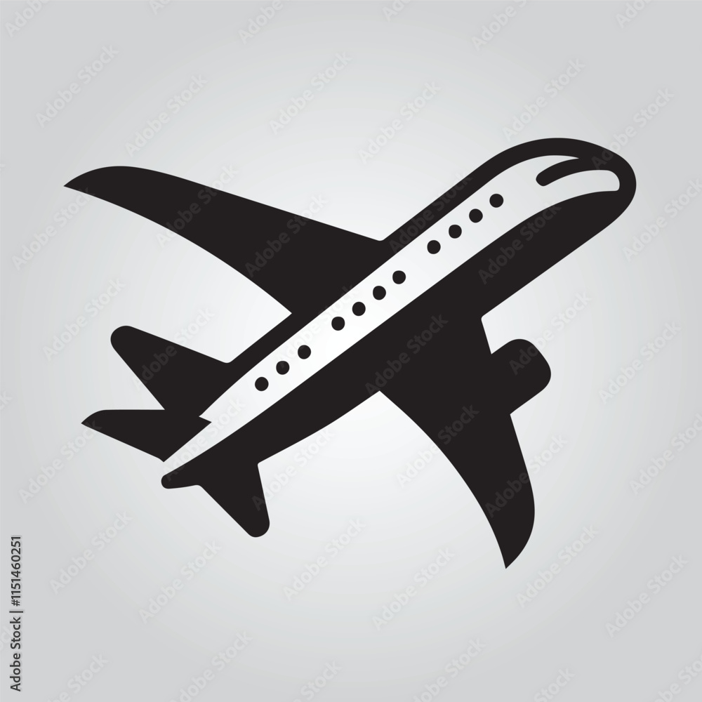 Naklejka premium airplane icon black and white 