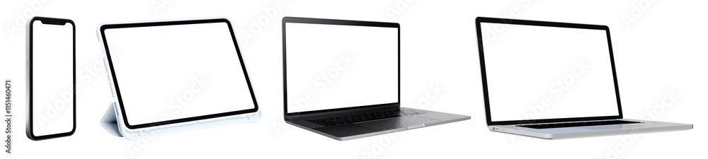 PNG Modern digital devices display, isolated element set, transparent background PNG Modern digital devices display, isolated element set, transparent background