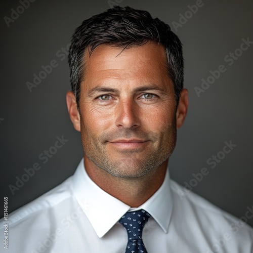 portrait of a man in a white shirt and tie