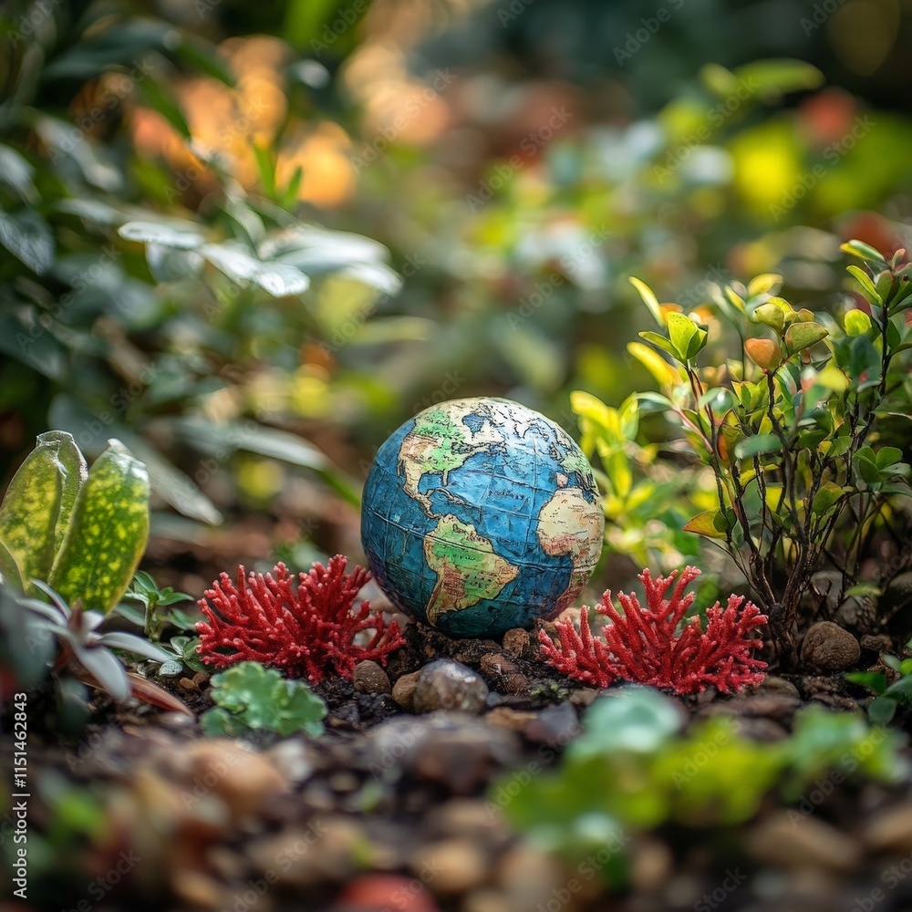 Vibrant Earth Surrounded by Jungle Plants Vibrant Earth Surrounded by Jungle Plants