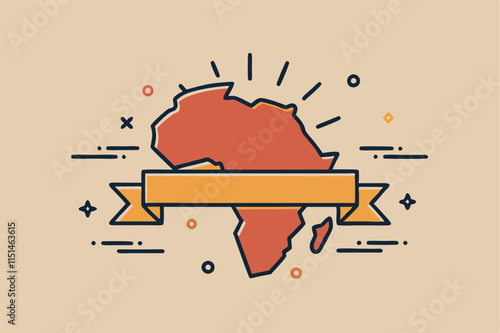 Creative vector illustration of Africa highlighted in bright colors with decorative elements presenting a positive vibe