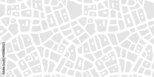Abstract vector city map seamless pattern. Simple repeat gray and white street map of town background. Modern urban geometric texture with districts, roads and buildings. Travel concept illustration