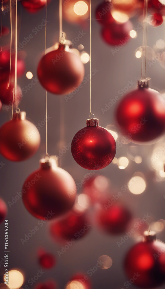 Flying Christmas balls christmas ornaments red vertical Flying Christmas balls christmas ornaments red vertical