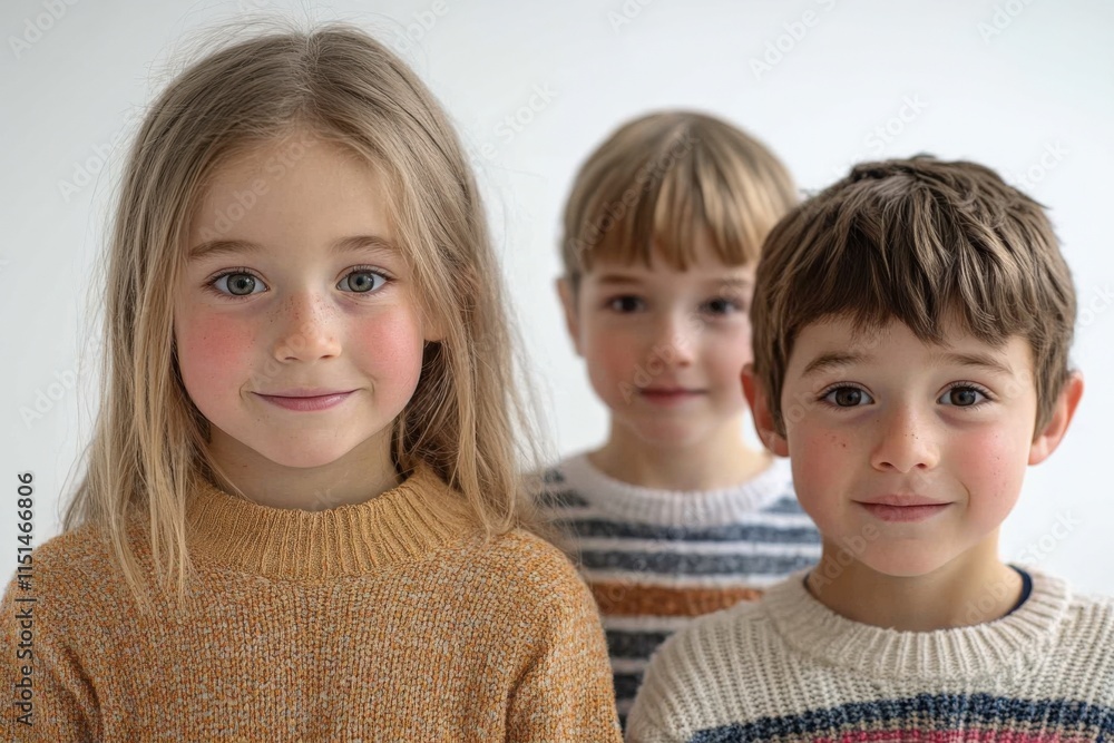 three young children pose for a portrait three young children pose for a portrait