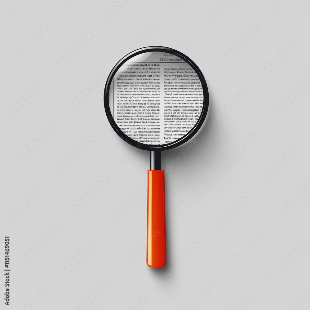 Magnifying glass enlarging newspaper text. Magnifying glass enlarging newspaper text.