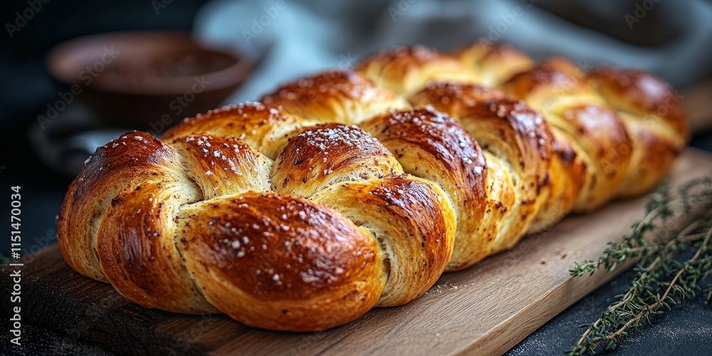 Rustic Garlic Babka Bread on Dark Background Rustic Garlic Babka Bread on Dark Background