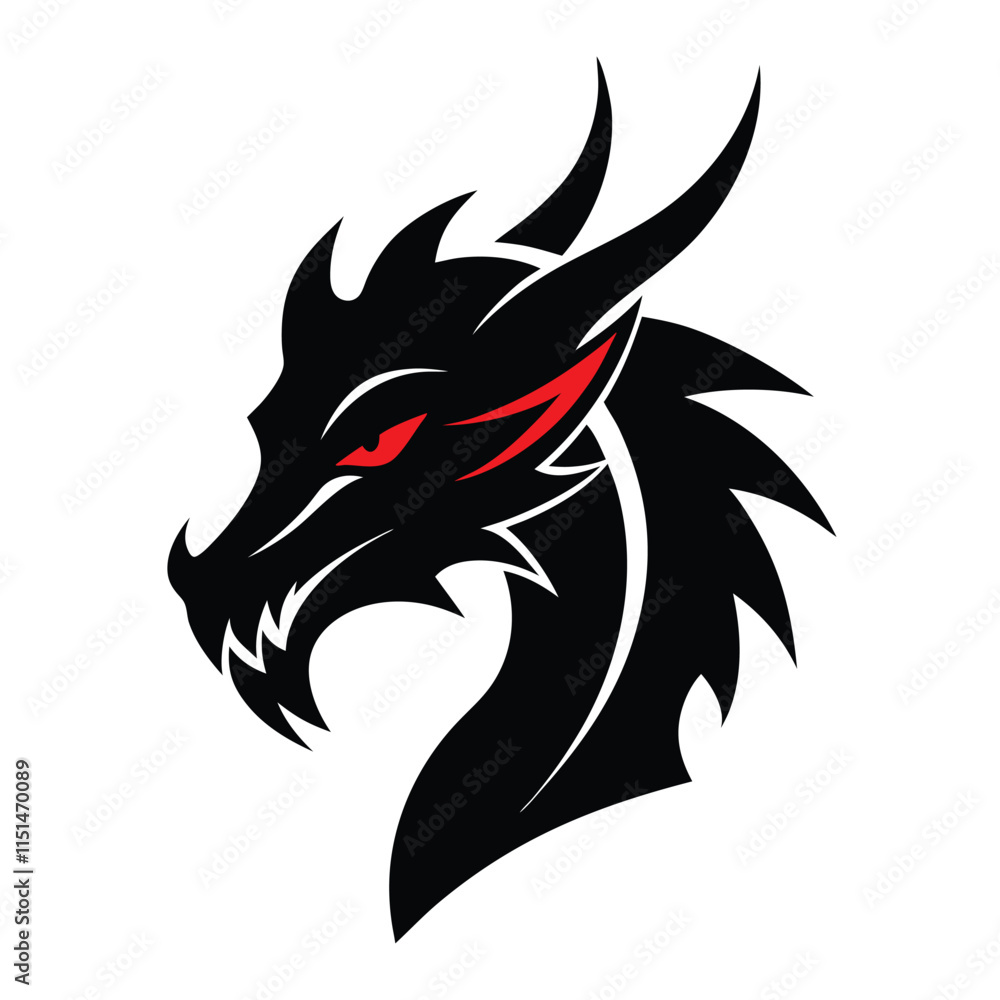 Fototapeta premium Considering some dragon-head tattoo design vector art.