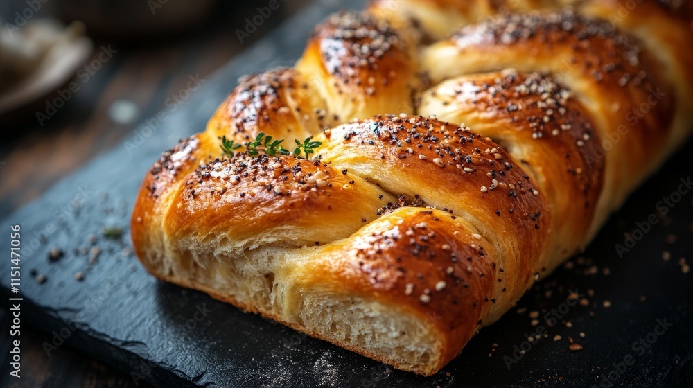 Rustic Garlic Babka Bread on Dark Background Rustic Garlic Babka Bread on Dark Background