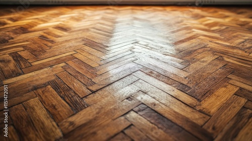 Herringbone Wooden Floor: A Detailed Close-Up