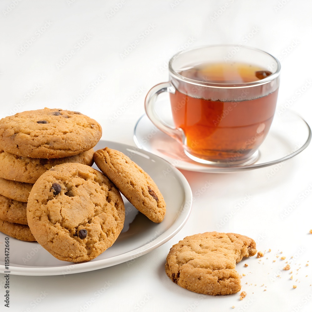 coffee and cookies isolated on a White Background coffee and cookies isolated on a White Background
