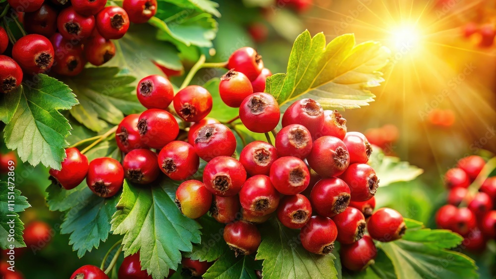 Autumn's fiery hues: a detailed close-up reveals the intense red of hawthorn berries with exceptional depth of field. Autumn's fiery hues: a detailed close-up reveals the intense red of hawthorn berries with exceptional depth of field.