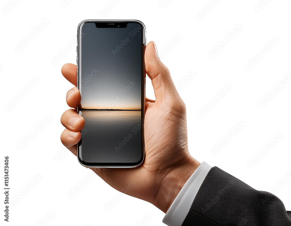Hand grasping smartphone, close-up, isolated on transparent background (PNG). Hand grasping smartphone, close-up, isolated on transparent background (PNG).