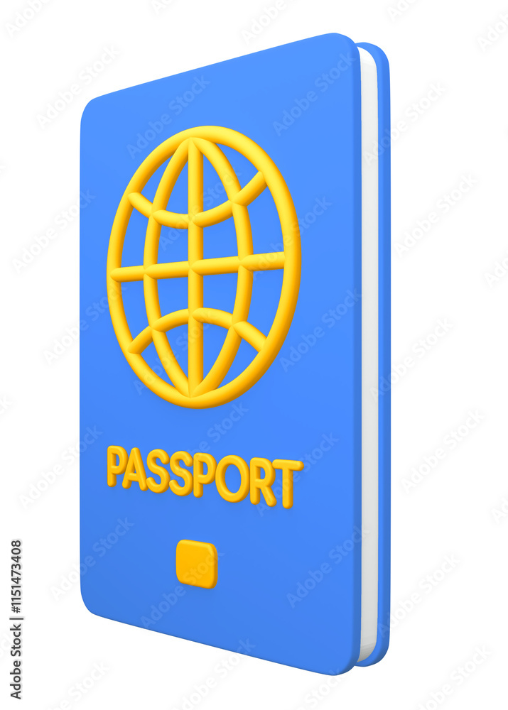 Blue passport png sticker, travel 3D cartoon transparent background