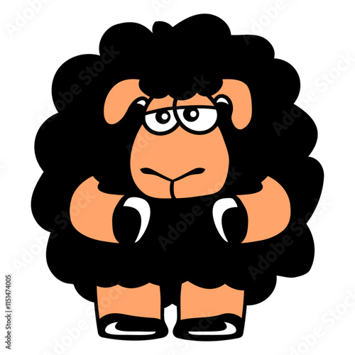 Black Sheep Sad Insecure Tired Funny Sweet Unhappy Design Lover Art Vector Illustration Card T-Shirt Poster Sticker Graphic Print Decorative Drawing Isolated Logo Decoration Symbol Creative Cool Style