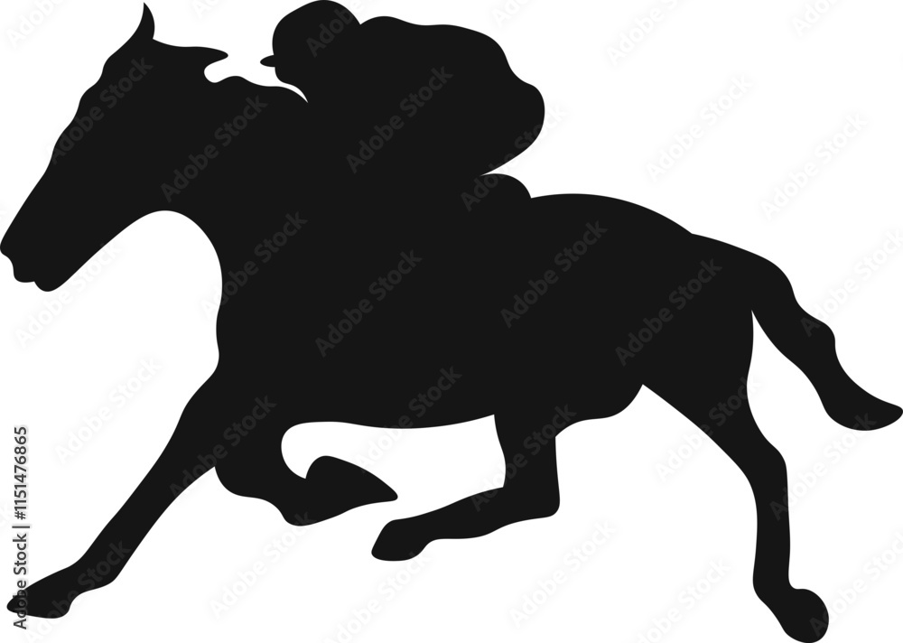 Obraz premium A horse raider racing vector illustration black color silhouette with white background