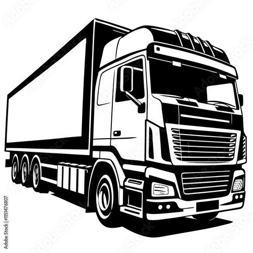 Large Commercial Truck with Cargo Trailer for Transportation.