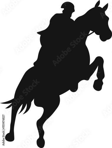 A horse raider racing vector illustration black color silhouette with white background