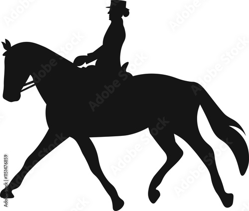 A horse raider racing vector illustration black color silhouette with white background