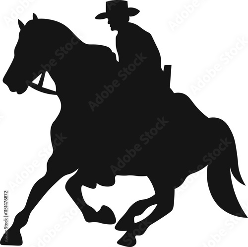 A horse raider racing vector illustration black color silhouette with white background