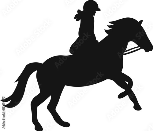 A horse raider racing vector illustration black color silhouette with white background