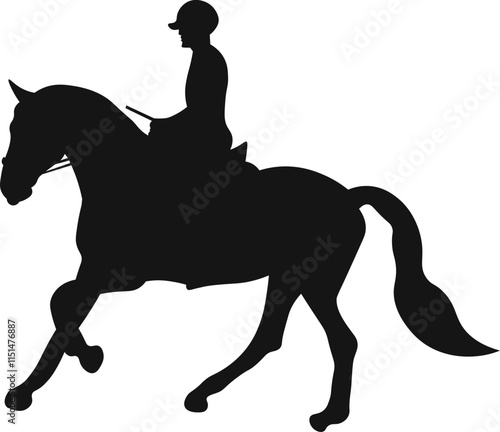 A horse raider racing vector illustration black color silhouette with white background