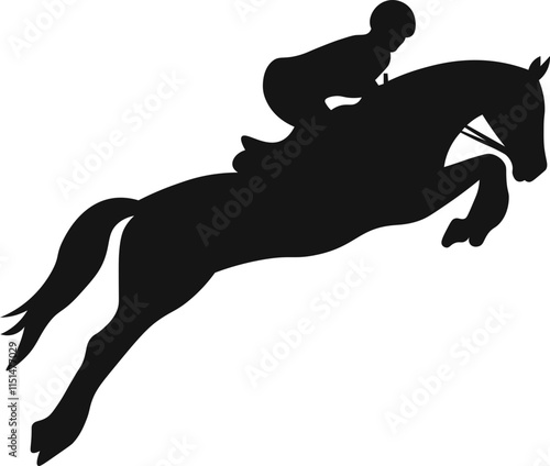 A horse raider racing vector illustration black color silhouette with white background