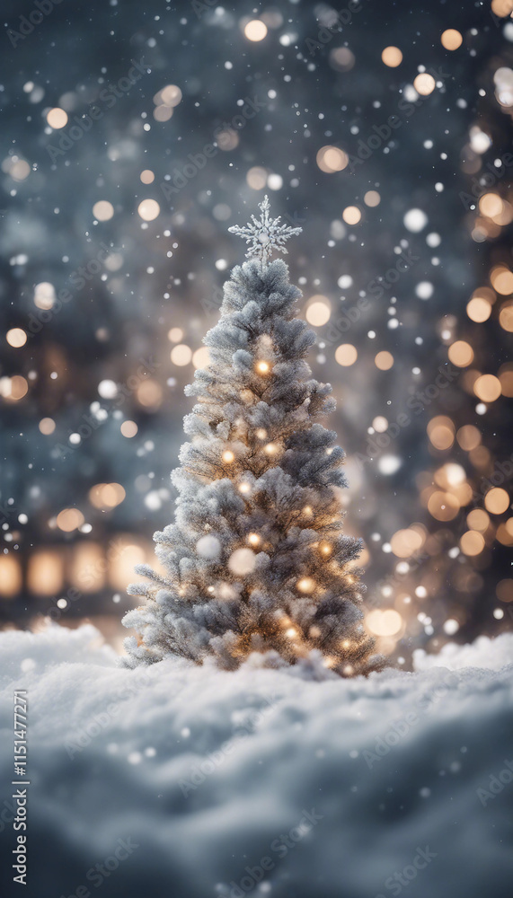 Winter christmas background with snow tree and lots of copy spac vertical Winter christmas background with snow tree and lots of copy spac vertical