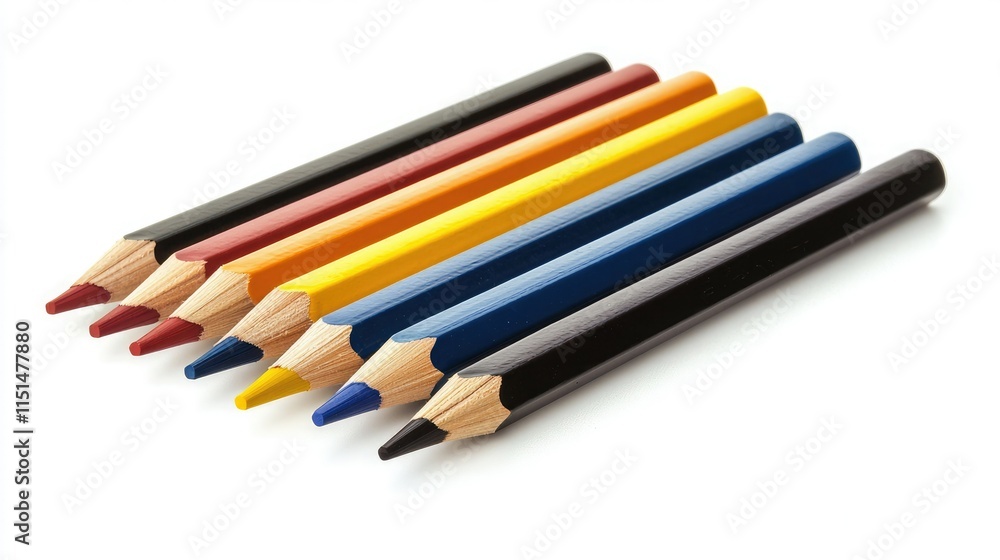A vibrant arrangement of colored pencils in various hues, perfect for artistic projects, drawing, and creative expression. A vibrant arrangement of colored pencils in various hues, perfect for artistic projects, drawing, and creative expression.