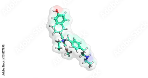 Cuadro en lienzo Elacestrant, anticancer drug for Advanced Breast Cancer, 3D molecule, 4K